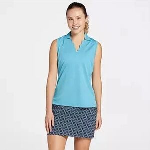 NWT Walter Hagen Clubhouse Scallop Sleeveless Golf Polo in Blue Splash